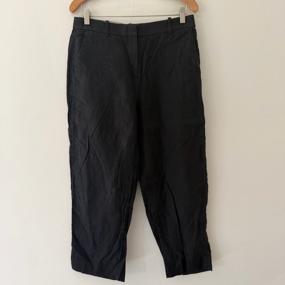 J Crew Black Linen Pants Tapered Trousers Size 6 Classic Coastal Minimalist